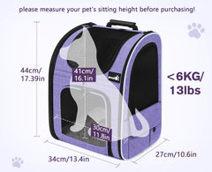 Pecute Cat Backpack Carrier side ventilation panel highlights breathable mesh for comfort.