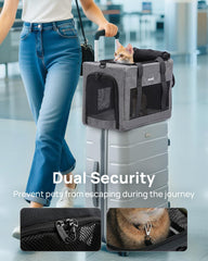 Pecute breathable mesh-windows promote airflow for pet comfort during trips
