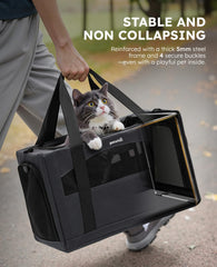 Pecute Stable XL carrier includes seat belts for safer journeys.