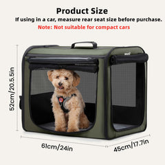 Pecute dog car crate shows easy-assembly visuals for quick setup during road trips
