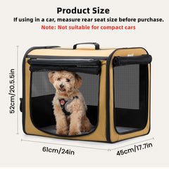 Pecute dog car crate lightweight frame enables easy transport on trips.