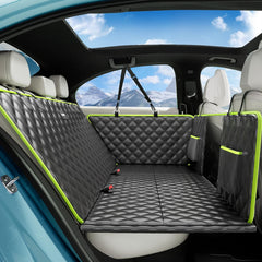 Pecute dog car seat cover back seat with leather fabric protects against fur and spills.