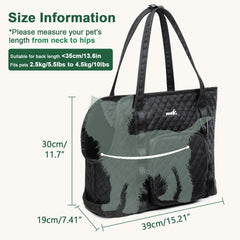 Pecute dog purse carrier side view showing slim profile for underarm carry