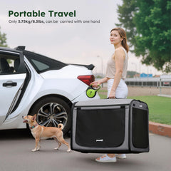 Pecute large dog carrier interior-68-5x52x52 shows roomy space for comfort.