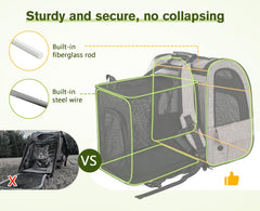 Pecute expandable back design illustrating extra resting area.