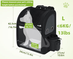 Pecute pet carrier backpack expanded back panel for extra space and airflow