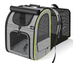 Pecute pet carrier backpack exterior view with shade cover for travel comfort.