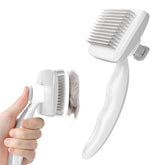 Pecute self-cleaning slicker brush for quick fur removal in grooming sessions.