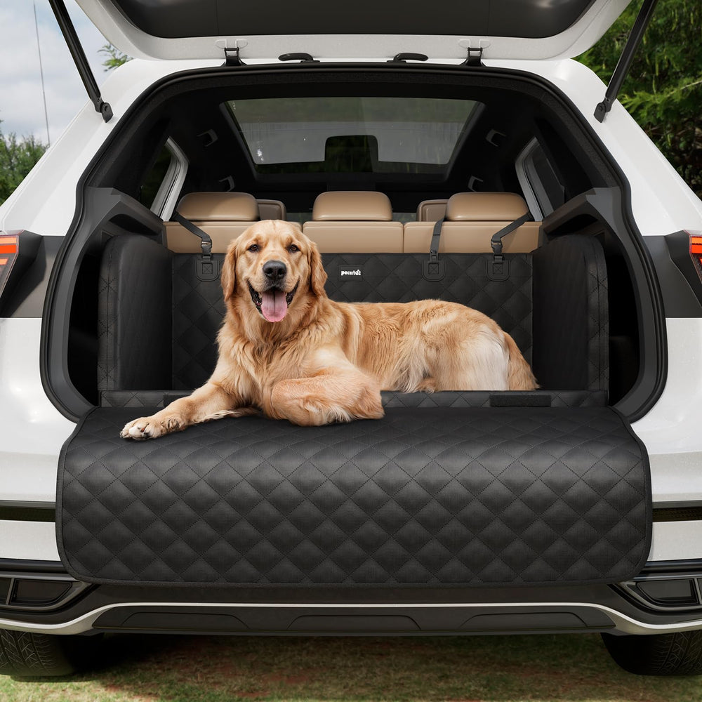 Pecute SUV cargo liner waterproof fabric shields interior from mud and pet hair during trips.