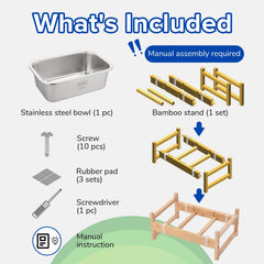 PEDAY bamboo holder stands waterproof and durable for long-lasting elevated feeding