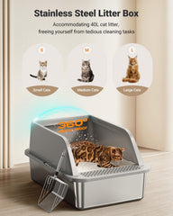PEDIBAT XL stainless steel litter box interior highlights easy-clean steel basin.