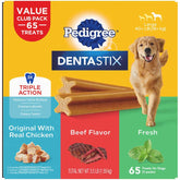 Pedigree Dentastix variety pack showing all three flavors for daily dental care