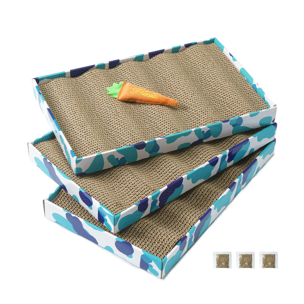 PEEKAB cat scratcher cardboard top view highlights a reversible, durable scratching surface.