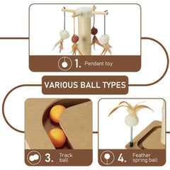PEEKAB cat scratching post pedestal balls encourage playful chasing