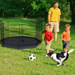 Peekaboo dog pen top cover provides weather protection and tidy containment.