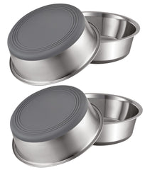 PEGYY11 four-pack nonslip stainless steel dog bowls for mess-free meals.