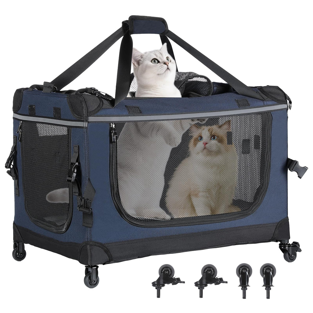 PEGIC 24-inch foldable cat carrier exterior highlights spacious comfort for pets.