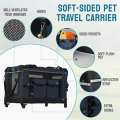 PEGIC 24-inch foldable cat carrier ventilation mesh ensures airflow from all sides.
