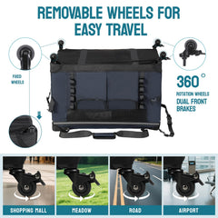 PEGIC 24-inch foldable cat carrier wheels attachment enables easy transport in travel scenarios.