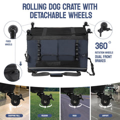 PEGIC detachable wheels dog crate supports quick setup and smooth transport for on-the-go pet care