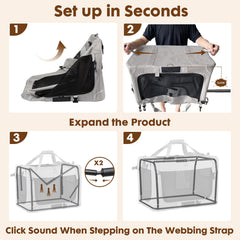 PEGIC extra large cat carrier collapse demonstrates compact folding for storage
