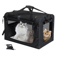 PEGIC extra large cat carrier side view with sturdy frame for secure car travel