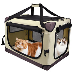 PEGIC large cat carrier demonstrates sturdy structure for secure car travel.
