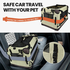 PEGIC carrier features seat belt straps for safer car rides.