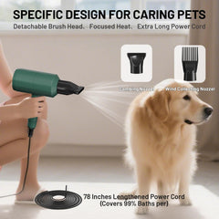 Pehum pet-safe temp range 86–131°F supports skin-friendly drying