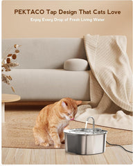 PEKTACO cat water fountain flowing water entices pets to drink more.