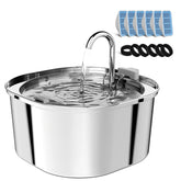 PEKTACO cat water fountain front view shows stainless steel durability for hydration.