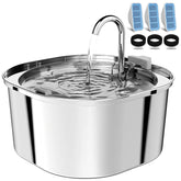 PEKTACO cat water fountain main view highlights durable stainless steel for easy cleaning.