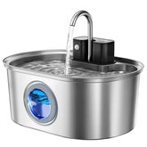 PEKTACO stainless steel cat water fountain front view encourages steady hydration