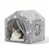 Pelemee Indoor Dog House with night-luminous stars provides cozy evening ambiance.