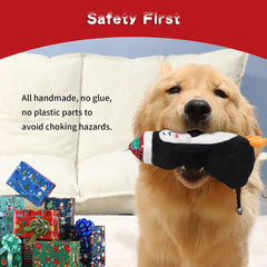 PELTEFLU Christmas dog toy penguin squeaker boosts playful fetch and mouth engagement.