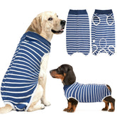 PELUKOA dog recovery suit blue large back view protects abdominal wounds after surgery