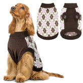 PELUKOA dog sweater turtleneck closeup in brown shows cozy warmth for cold walks