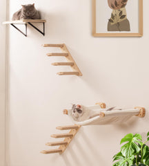PELUMOZ cat-wall-hammock curved canvas lounging for year-round comfort.