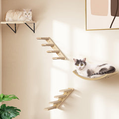 PELUMOZ Cat Wall Shelves curved sisal bed provides a cozy elevated nap perch.