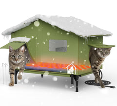 peluomoz extra-large cat house foldable provides outdoor shelter for multiple cats.