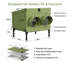 peluomoz feeding-station insulated roof walls close-up shows temperature-stable food protection.