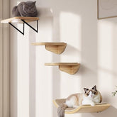 PELUMOZ wood cat wall shelves curved bed – ergonomic resting nook.