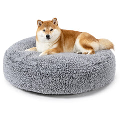 PELZIN Stoutwool round bed front view showing chew-proof durability for persistent chewers