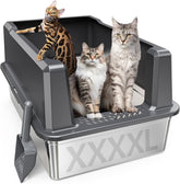 Pematar XXXL stainless steel litter box top view shows ample space for multiple cats.