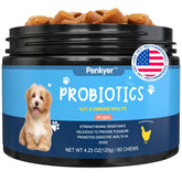 Penkyer Probiotics for Dogs bottle showing chewable formula for daily digestive support.