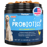 Penkyer Probiotics for Dogs jar 120ct supports digestive health.