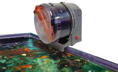Penn-Plax Daily-Double feeder shows built-in on/off switch for precise feeding intervals