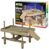 Penn-Plax Reptology floating turtle pier dock above water for resting.