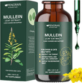 Penoran Pet Mullein Drops bottle pour for easy breathing support.