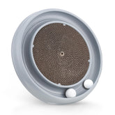 Peomliee cat scratching board with ball track grey for active playtime.